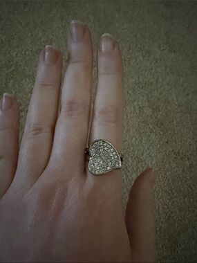 Francesca's Collections Silver Heart Crystal Ring